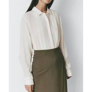 NEW RUE SOPHIE camille silk button-up shirt in cream